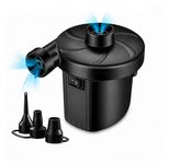 DRUDRAYA Electric Air Pump for Inflatable Swimming Pools, Air Beds & Toys – Portable High-Pressure Pump for Mattress, Pool Floats, Sofa – Ac 230v Air Blower for Indoor & Outdoor Use – Black