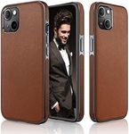 LOHASIC Compatible with iPhone 2021 Case, Luxury Leather Slim Business Classic Non Slip Soft Grip Shockproof Protective Cover 6.1 inch - Brown