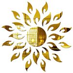 Wall1ders 1.5 Feet Sun Golden, Mirror Stickers for Wall, Acrylic Mirror Wall Decor Sticker, Wall Mirror Stickers, Acrylic Stickers, Wall Stickers for Hall Room, Bed Room, Kitchen. (Gold, Large Size)