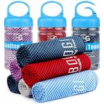 BOGI Cooling Towel for Instant Cooling - Use as Cooling Scarf Headband Wristband Bandana - Soft Cool Bamboo Fiber - Stay Cool for Yoga Travel Climb Golf Football tennis & Outdoor Sports(N Blue)