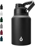 BJPKPK 64oz Insulated Water Bottle, Half Gallon Water Bottle with Large Handle, BPA Free Leak Proof Flask for Sports, Big Stainless Steel Water Bottle with Anti-Slip Bottom, Black