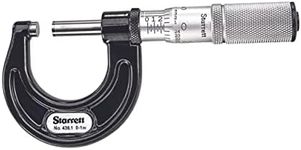 Starrett Outside Micrometer with One-Piece Spindle, Satin Chrome Finish and Tapered Frame - Quick and Easy Adjustment, 0-1" Range, 0001" Graduations - T436.1XFL-1