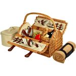 Picnic at Ascot Sussex Basket for 2 with Blanket, Wicker/SC Stripe