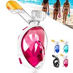 HINATAA Snorkel Mask 180°Full Face, Diving Mask Free Breathing Design Anti-Fogging and Anti-Leak Technology with Adjustable Head Straps for Adult Youth Kids (L/XL, Pink)