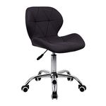 Black Fabric Swivel Desk Chair, Height Adjustable Ergonomic Home Office Chair with Soft Padded and Chrome Leg