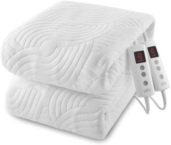 Dual Control Electric Blanket Queen, Zone Fully Fitted Heated Under Blanket with 9Hrs Auto Shut Off & 10 Heat Settings|Deep Pocket Electric Mattress Pad |265cm Long Cord| Machine Washable 152x203cm