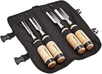 Amazon Basics 4-Piece Sturdy Chrome Vanadium Steel Woodworking Wood Chisel Set – 1/2 Inch (13mm) to 1-1/4 Inch (32mm), Wooden Handles with Carry Pouch