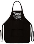 Best Grandpa Ever Apron for Kitchen BBQ Barbecue Cooking Two Pocket Apron Black