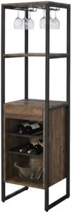 BIAIEMN Industrial Corner Bar Cabinet, 5-Tier Wine Rack Storage Unit with Glass Holder and Drawer, Freestanding Liquor Cabinet S