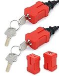 QWORK Electrical Cord Plug Lockout Device for Electrical Cord, 4 Pack Plug Locking Safety Lock Fits 2 & 3 Prong Plugs, Electrical Shutdown Service American Standard, Built-in Lock Cylinder, Dual Key,