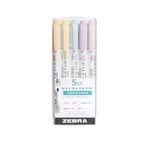 Zebra Pen Mildliner Double Ended Highlighter Set, Chisel and Bullet Point Tips, Assorted Gentle Ink Colors, 5-Pack (78705)