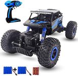 SZJJX RC Cars Off-Road Remote Control Car Trucks Vehicle 2.4Ghz 4WD Powerful 1: 18 Racing Climbing Cars Radio Electric Rock Crawler Buggy Hobby Toy for Kids Gift-Blue