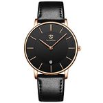 Mens Watches, Minimalist Wrist Watches for Men with Date Classic Men's Watch Leather Strap Ultra Thin Fashion Couple Gifts Montre Homme