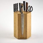 360KB MAX ™ - magnetic rotating knife block - w/top slots, capaciy for 20+ knives - largest in the 360 Knife Block ® family. Handmade in Washington (Honey Bamboo)