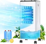 IKBAOME Portable Air Conditioners 【6L Tank&3 Ice Packs】3-IN-1 Evaporative Air Cooler, 3 Wind Speed & Cooling Modes, 60° Oscillation & Casters, Eco Friendly, Quiet Air Cooler for Bedroom Office