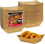 Mini Disposable Brown Kraft Paper Food Trays, Concession Tray, Serving Boats for Party Snacks, Taco Bar, Seafood, Nachos Plates,