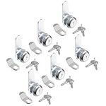 Jayseon 6 Pcs Mailbox Lock, 5/8" Cabinet Locks and Cam Locks for Toolbox Keyed Alike, Secure Drawer and File Cabinet with Dust Cover, Zinc Alloy