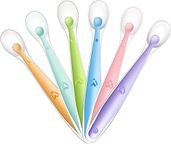 Enligne Baby Silicone Soft Spoons| Training Feeding for Kids Toddlers Children and Infants| BPA Free | Gum-Friendly First Stage (Spoons with Container) (Multicolour) (Silicone Spoon Set of 6) …