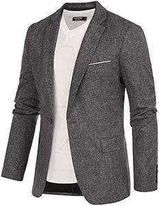 PJ PAUL JONES Men's Casual One Button Suit Blazer Jacket Sport Coat, Charcoal Grey, XX-Large