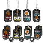 (12-Pack) Basketball Motivational Dog Tag Necklaces - Wholesale Bulk Pack of 1 Dozen Necklaces - Party Favors Sports Gifts Uniform Supplies for Basketball Players Fans Team Members