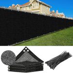 Privacy Screen Fence,6.5' ×50' Heavy Duty Garden Fencing,Balcony Privacy Screen Cover,Patio Fence Protective Covering Mesh Fencing for Porch Apartments Yard with Cable Tie,Black (6.5 x 50 Ft)