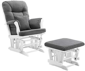 Angel Line Monterey Glider & Ottoman, White Finish - Dark Grey Cushion