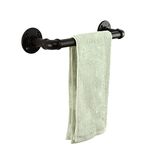 LINKPIPES Pipe Towel Bar Wall Mounted Industrial Towel Rack Holder Rustic Heavy Duty Bathroom Hardware(12 inch,Black)