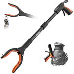 Jellas Reacher Grabber Tool, 360° Rotating Head, 32" Foldable Claw Grabber with Shoehorn, Reaching Assist Tool for Trash Pick Up, Litter Picker, Arm Extension (Orange)