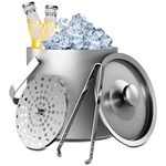 Sunmeyke Large Ice Bucket for Parties and Cocktail Bar(3.7 Quarts), Stainless Steel Insulated, with Ice Tongs and Lid Cover with Sealing Silicone…
