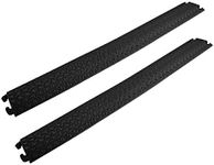 Pyle 80 Inch Double Ramp Rubber Floor Cord Concealer -1 Channel Heavy Duty Cable Protector Wire/Hose Hider Driveway Protective Covering Armor (Pack of 2)