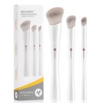 KINGMAS Angled Foundation Brush Concealer Brush, Kabuki Under Eye Contour Makeup Brush for Liquid, Blending, Cream, Powder, Blush Buffing Stippling Face Makeup Tools White (170/270/370)