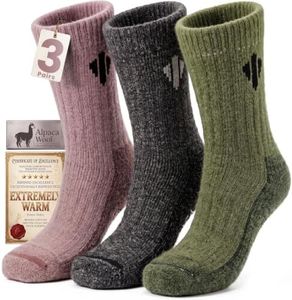 Heat equation Alpaca Crew Socks for Men and Women, Heavyweight Thermal Thick Warm Alpaca Wool Sock for Hunting, Hiking, Moisture Wicking M Purple&Dark Gray&Army Green