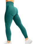 HIGORUN Women Seamless Leggings Smile Contour High Waist Workout Gym Yoga Pants, #0 Green, X-Large