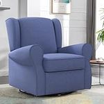 ANJ Rocking Swivel Chair, Upholstered Swivel Gliding Accent Chair, Nursery Glider Chair with Comfy Seating and Wing Back