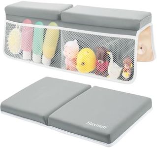 Haxmuti Bath Kneeler and Elbow Rest Pad Set, Thick and Quick Dry Kneeling Pad Support for Knee and Arm, Extra Large Baby Bath Kneeler Pads Bathtub Mat with Toys Organizer for Baby Bath Time, Grey