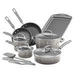 Rachael Ray Brights 14 Piece Non-Stick Cookware Set, Sea Salt Grey