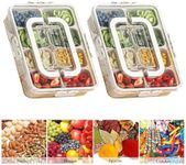 Zelecks 2-Pack Portable Snackle Box Container with 8 Spacious Compartments for Fruits, Veggies, Nuts, Candies and Snacks