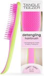 TANGLE TEEZER The Naturally Curly Ultimate Detangling Brush, Dry and Wet Hair Brush Detangler for 3C to 4C Hair, Cyber Lime & Pink