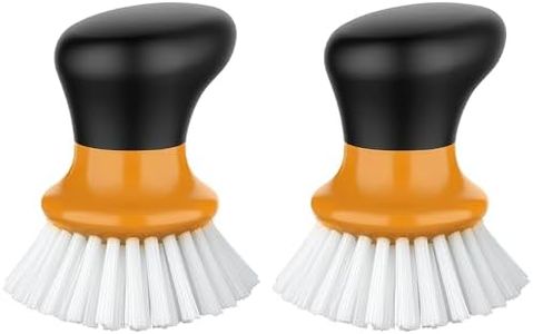 MR.SIGA Dish Scrub Brush, Palm Brush Dish Scrubber with Ergonomic Grip, Kitchen Brushes for Dishes, Orange, Pack of 2