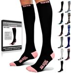SB SOX Lite Compression Socks (15-20mmHg) for Men & Women – Best Socks for All Day Wear! (Black/Pink, S/M)