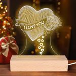 I Love You 3D Night Light, LED Illusion Lamp Heart Table Lamp, Birthday Anniversary Christmas Valentine Day Gifts for Girlfriend Wife from Husband Boyfriend