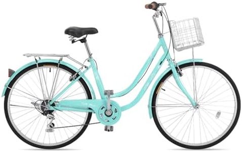 CamPingSurvivals 26" Beach Cruiser Bike, Commuter Bicycle, 7 Speed/Linear Pull Brakes/Widen Seat Men & Women Bike, Adult and Teens Bicycle for Urban Commuter(Green)