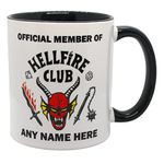 Personalised Stranger Things Hellfire Club Inspired 11oz Gift Mug. Customise with Any Name. Friends Family or Colleagues.