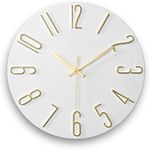 fapugh 12 Inch Wall Clock Silent Non Ticking, Preciser Modern Style Decor Clock for Home, Office, School, Kitchen, Bedroom, Living Room (White)