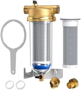 Waterdrop Mega Spin Down Sediment Filter, Upgraded Reusable Backwash Whole House Water Filter System for City/Well Water, 500 Micron+200 Micron,1" MNPT + 3/4“FNPT, BPA Free