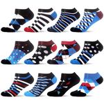 WeciBor Men's Colorful Novelty Funny Casual Cotton Ankle Socks 12 Pack, Size 7-12