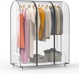 Zilink 50'' Clear Garment Rack Cover Dustproof Clothes Rack Cover Clear Garment Bags Waterproof Wardrobe Cover with 2 Durable Zippers for Garment Rack