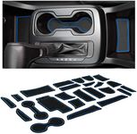 CupHolderHero fits Chevy Colorado and GMC Canyon Accessories 2015-2022 Premium Custom Interior Nonslip Anti Dust Cup Holder Inserts,Console Liner Mats,Door Pocket 24pc Set (Extended Cab)(Blue Trim)