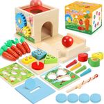 COOLJOY Montessori Toys for 1 Year Old | Wooden Baby Sensory Toys | 8-IN-1 Activity Cube Shape Sorter & Stacking Toys | Toddlers Educational STEM Toys for 2 3 4 Year Olds Boys Girls Gifts