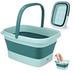 DEANIC Foot Spa, Foot Bath with Massager, Collapsible Pedicure Bowl with Carry Handle, Footspa for Women and Men, Foot Soak Bowl (Blue)